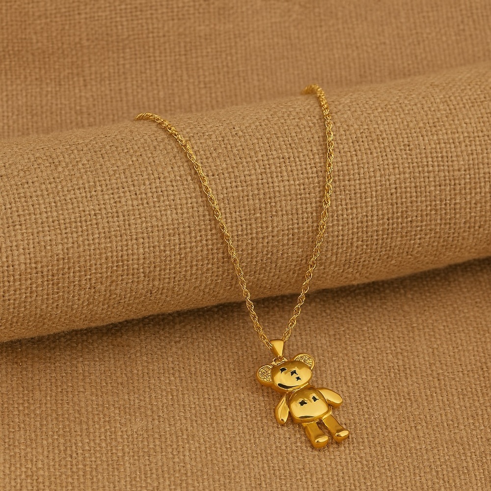 18K Gold Filled Teddy Bear Pendant Necklace.